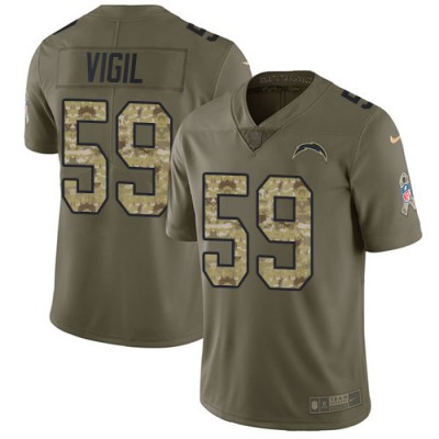 Nike Los Angeles Chargers #59 Nick Vigil OliveCamo Men's Stitched NFL Limited 2017 Salute To Service Jersey Men's